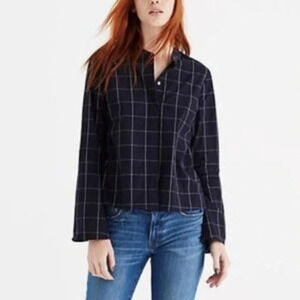 MADEWELL Bell Sleeve Shirt Windowpane Navy Size XS